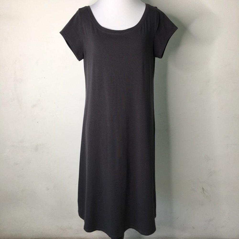Eileen Fisher Women's Black Short Sleeve T Shirt Dress Size Medium